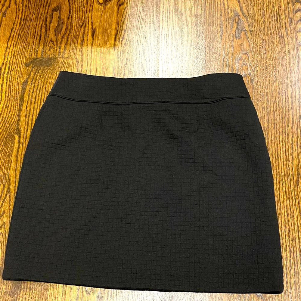 Laurel Black Quilted Skirt with Back Zipper And Circular Belt Detail